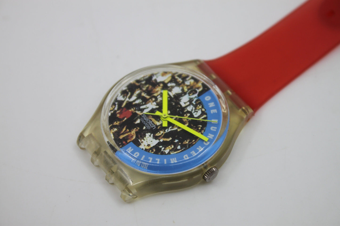 Unique, Vintage Swatch Keychain, GZ126, 1992, 'The People', made from recycled, NON-working Gents Swatch watch