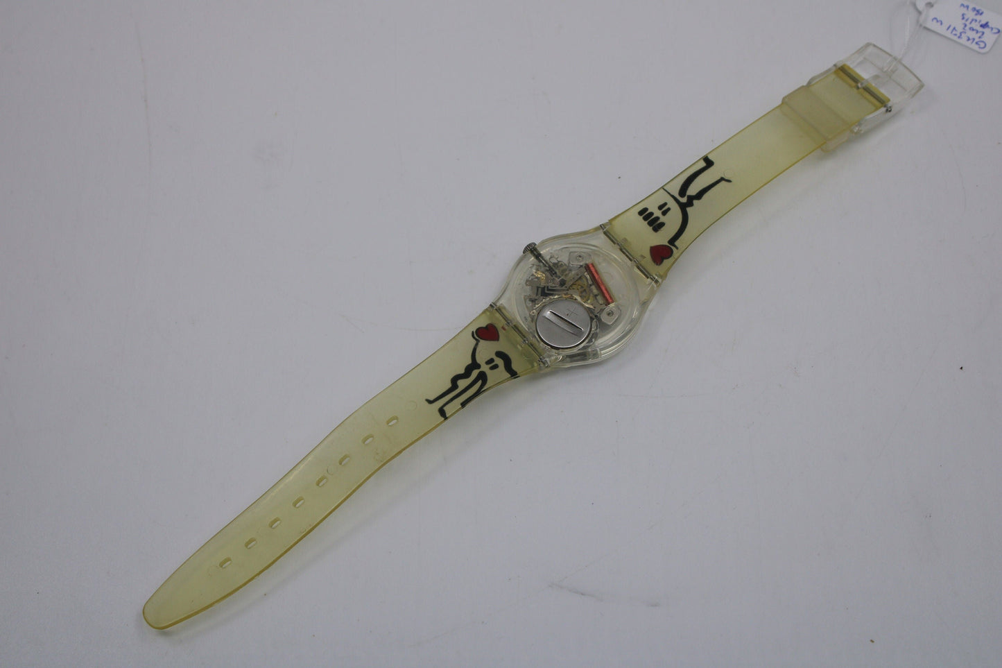 2002, Vintage Gents Valentines Swatch 'Cupid's Bow', GK371, NO box, In Very Good, Used Condition, working 100%, Original Strap