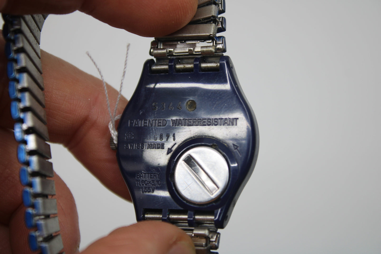 1993 Vintage Gents Swatch, 'Silver Patch', GN132, NO box, In NICE, USED Condition, 100% working, Non-Original Strap