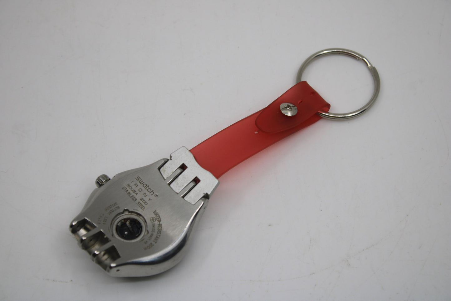 Unique, Vintage Swatch Keychain, made from recycled, NON-working Scuba 200 Irony Swatch watch