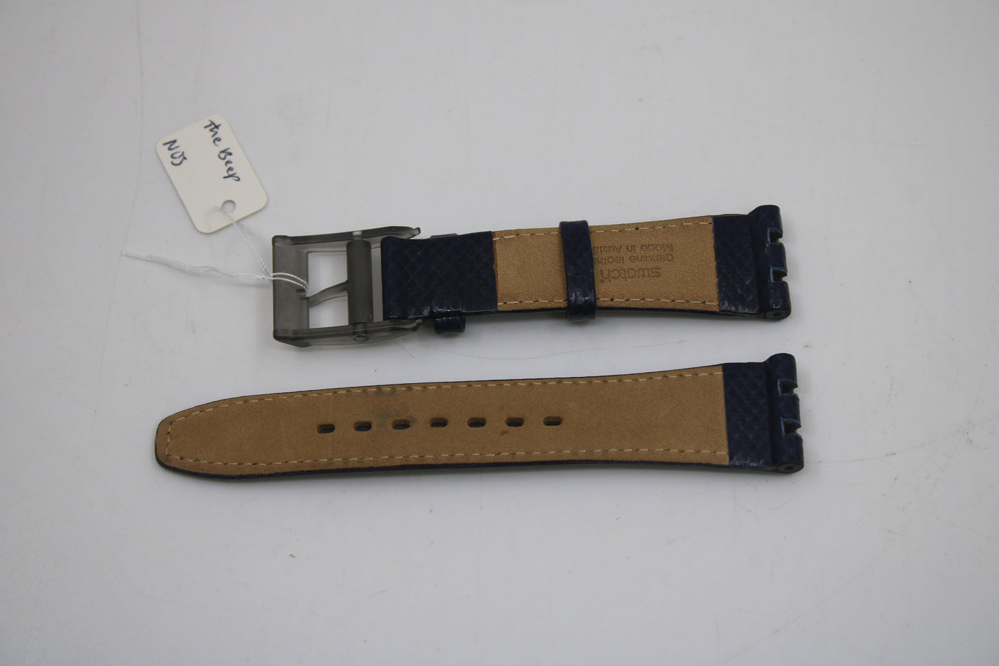 1990s, Vintage Leather Swatch Strap, 'The Beep', Swatch the Beep, New Old Stock Blue leather
