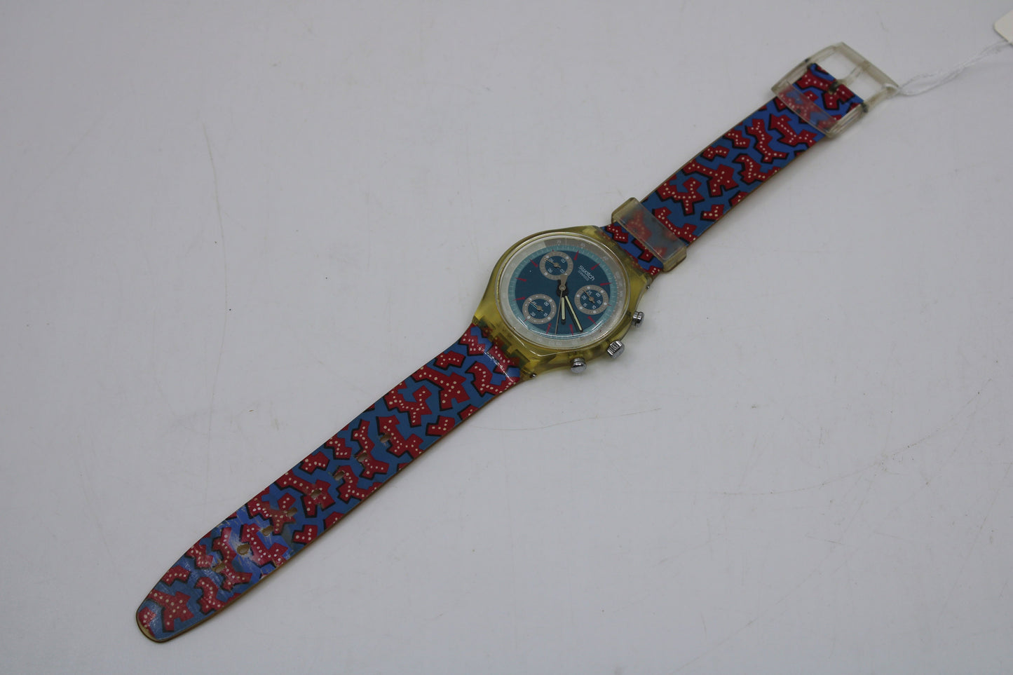 1993 'Wild Card' vintage Gents Chrono Swatch SCK100, Good, Used Condition, with the original strap