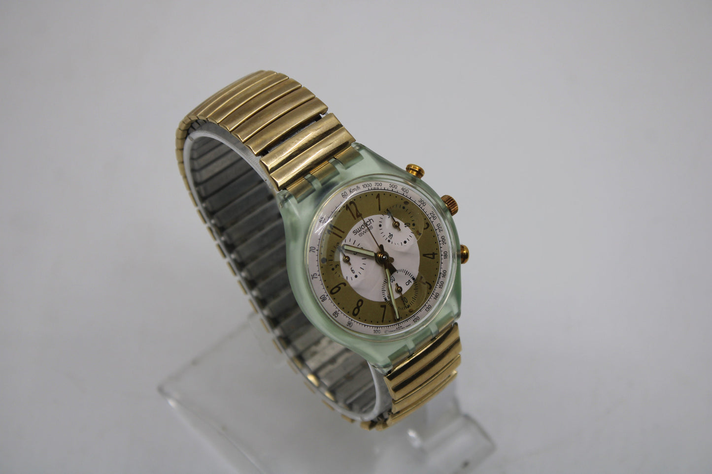 1993 'Golden Globe' vintage Gents Chrono Swatch SCG100/101, Near Mint Condition, working 100%