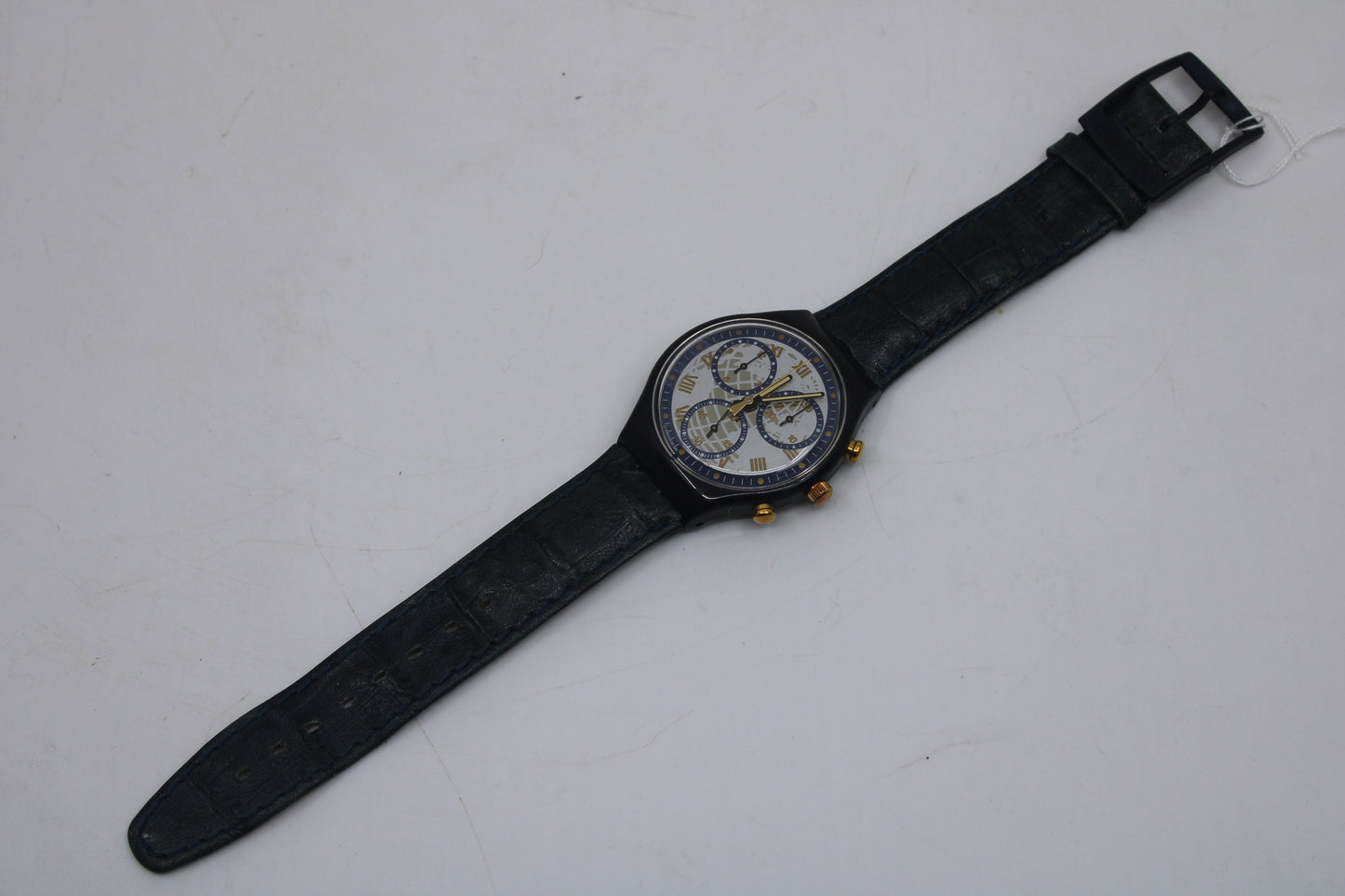 1992 Vintage Swatch Chrono 'Timeless' SCN104, in a used condition, working 100%, NON-original strap