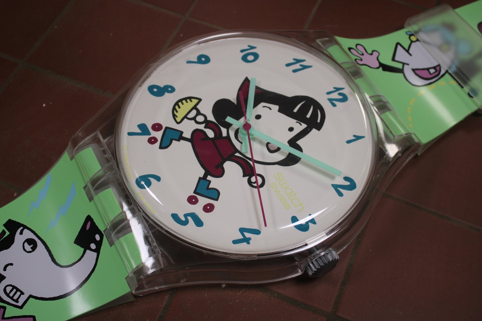 Vintage 2000 Maxi Swatch, 'Happiness', MGP116 unique, working 100%, complete, including strap!