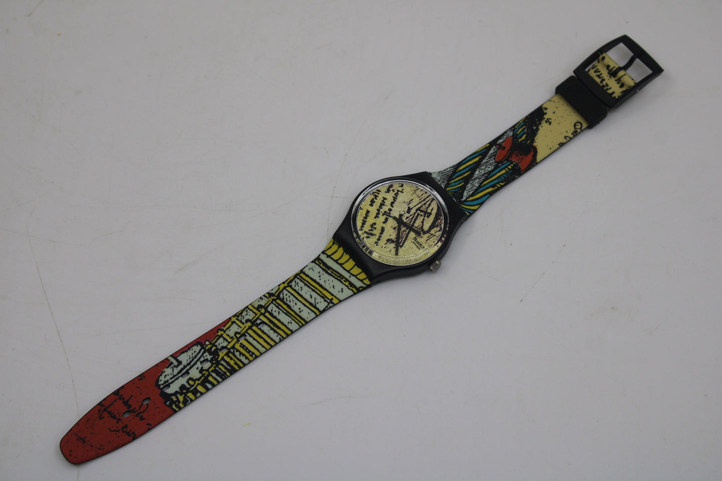 NEW OLD STOCK 1989 Vintage Gents Swatch 'Blue Jet' No Date G104, working 100% with the original strap