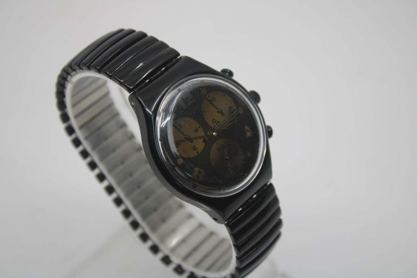 1993 'Moon Shadow' vintage Gents Chrono Swatch SCB110, in a nice, used Condition, clock working 100%