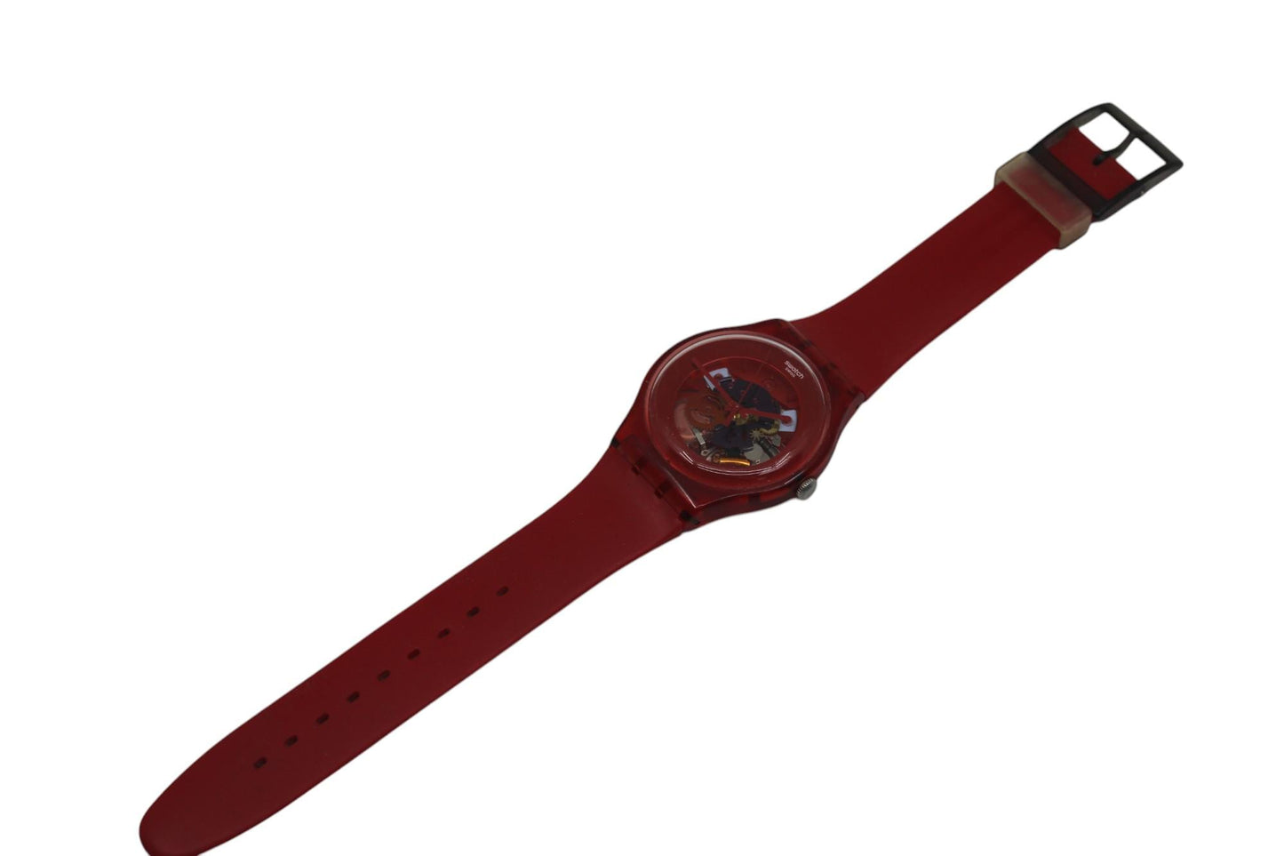 Swatch Watch New Gent 'Red Lacquered' SUOR101, Optional Guard, Working 100% Nice, Used Condition