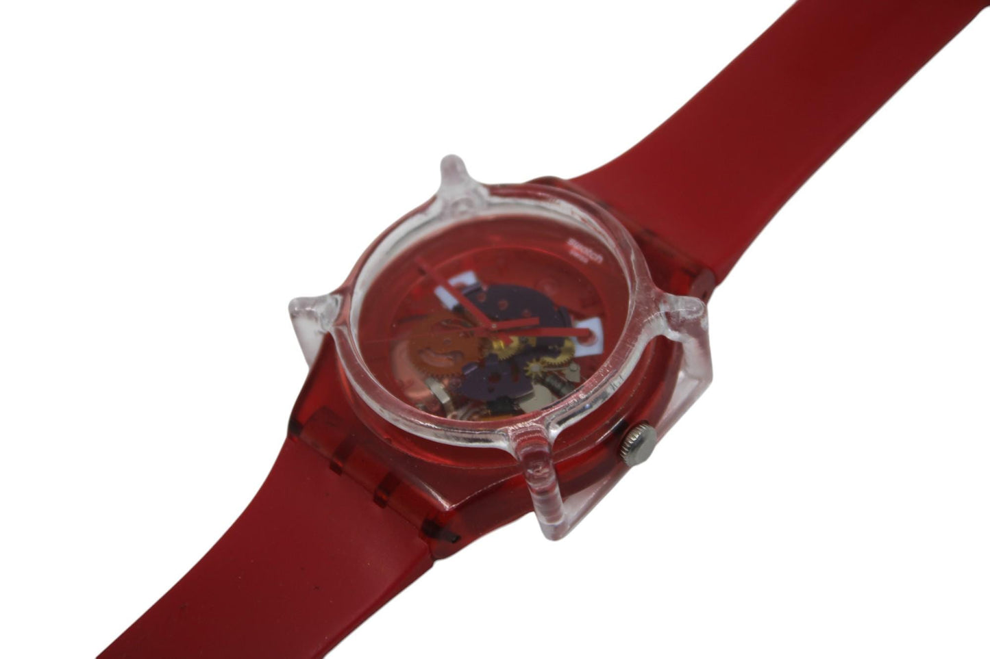 Swatch Watch New Gent 'Red Lacquered' SUOR101, Optional Guard, Working 100% Nice, Used Condition