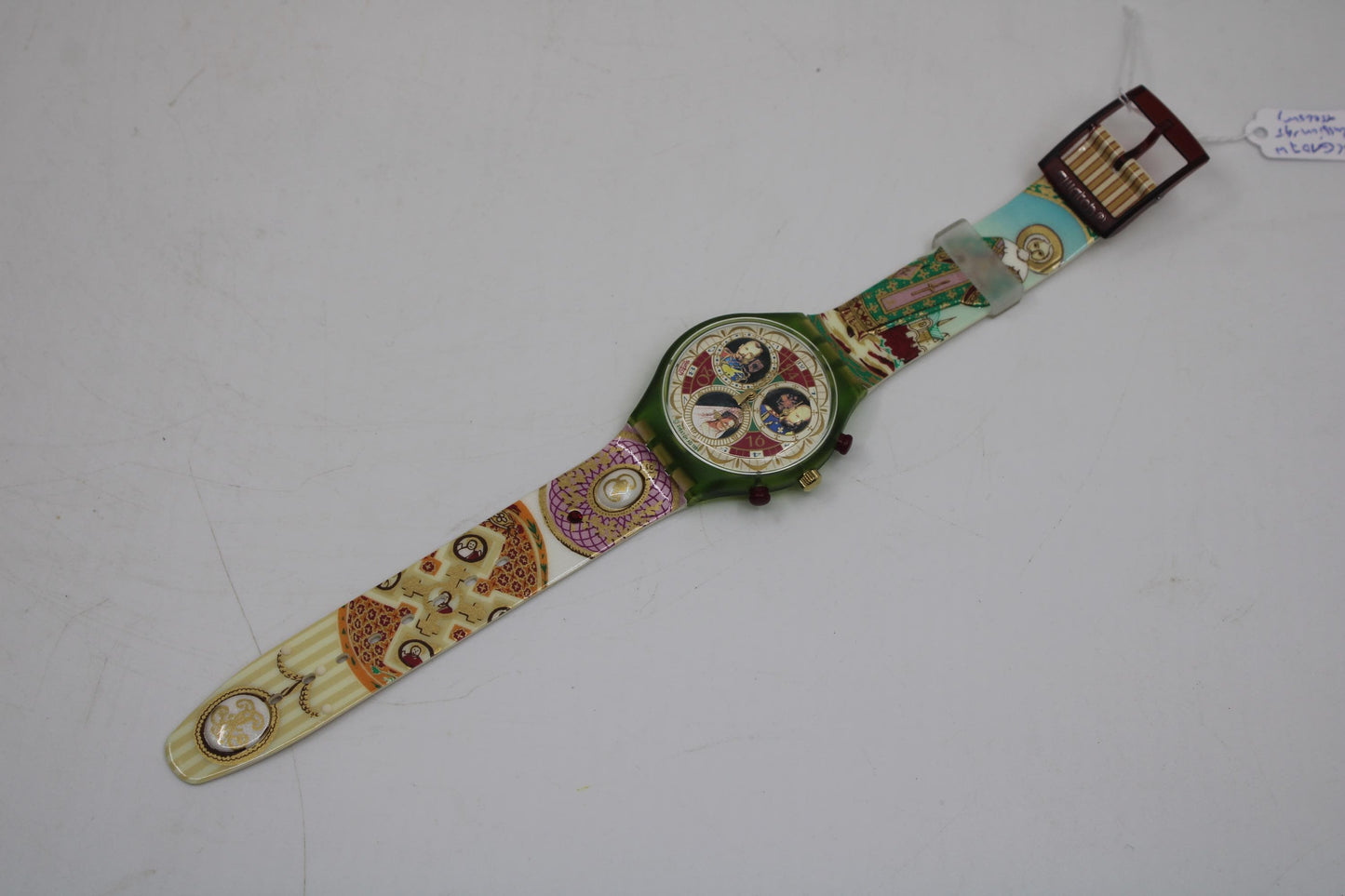 1995 'Russian Treasury' vintage Chrono Swatch SCG107, Unworn, Cracked Strap, working 100%