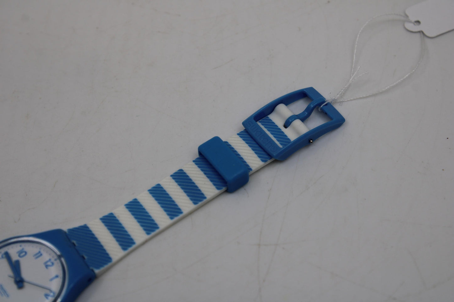 Vintage ladies Swatch, LS113, 'Blue Tracks' NO box, working 100%, Good Used Condition
