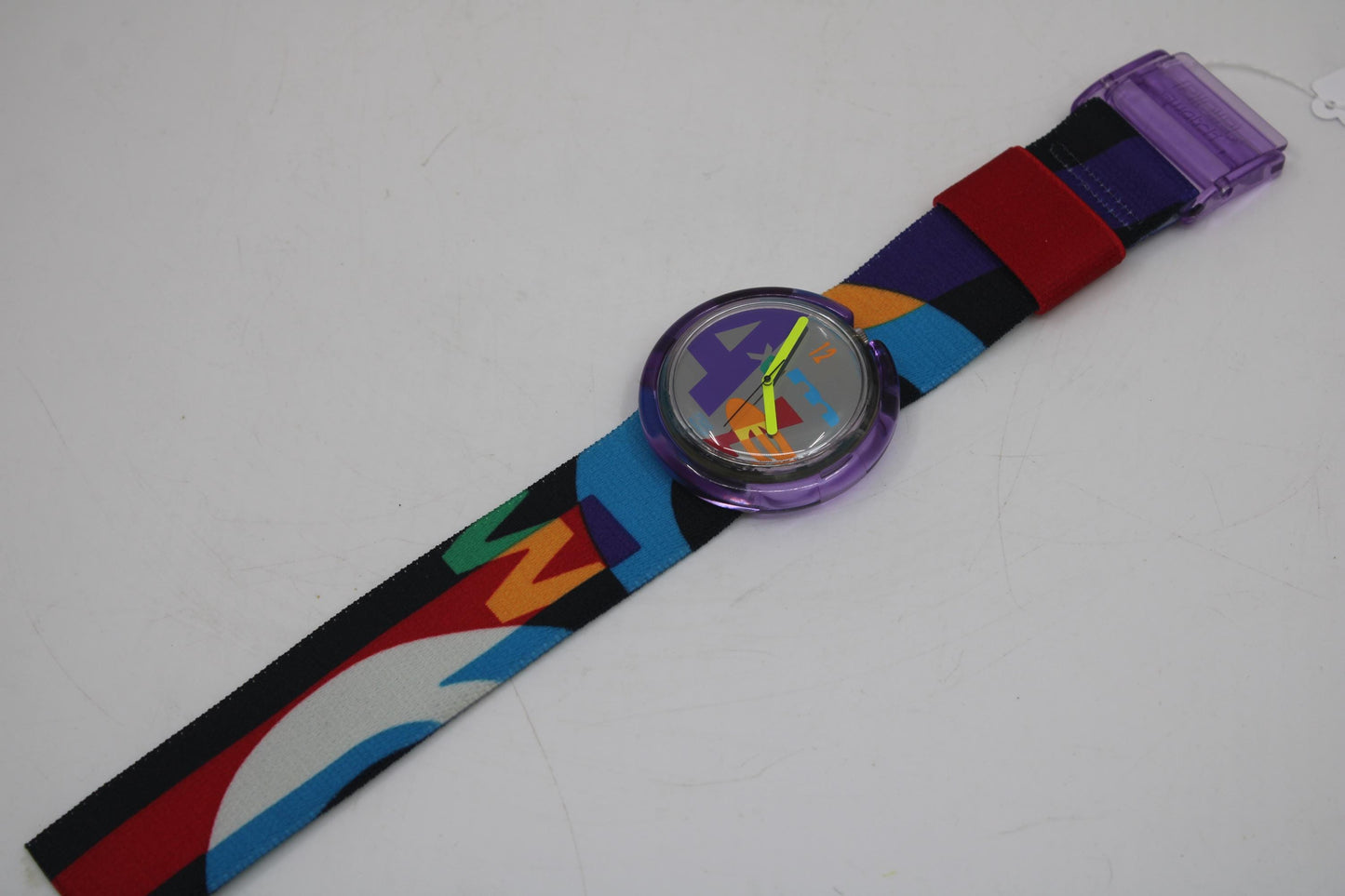 1991, Swatch, PopSwatch, 'Letterhead', PWK191, With strap and With popring, working 100%, BRANDNEW, Never Worn, Shop Dummy, Read description