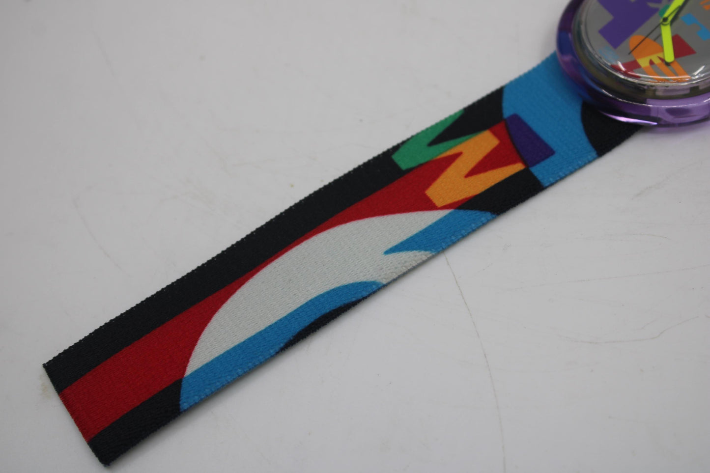 1991, Swatch, PopSwatch, 'Letterhead', PWK191, With strap and With popring, working 100%, BRANDNEW, Never Worn, Shop Dummy, Read description