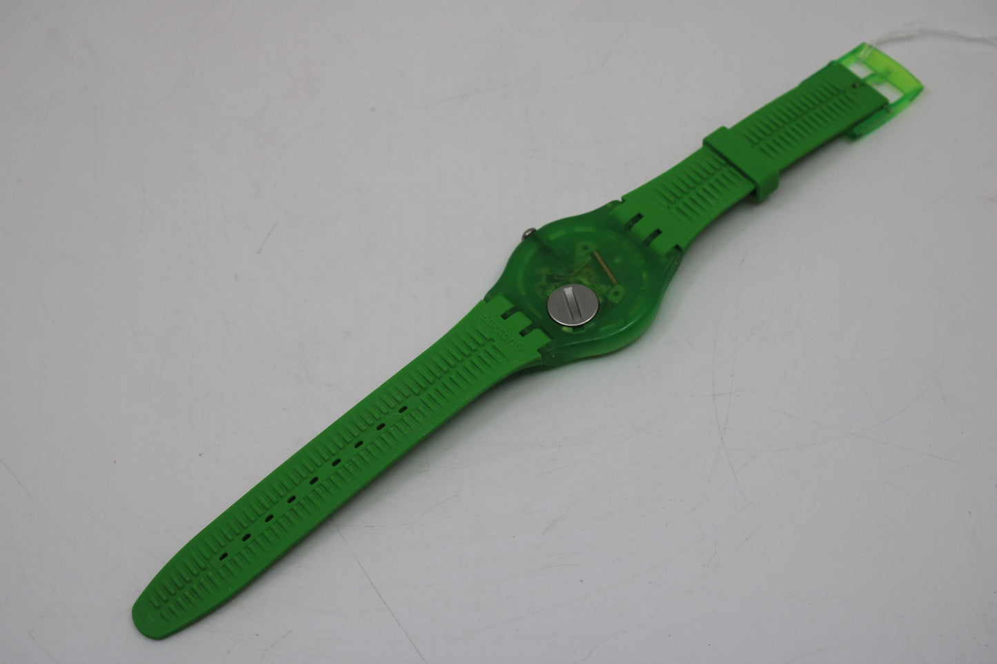 Vintage New Gents Swatch 'Green Lacquered' SUOG103, in Near Mint, working 100% with the original strap