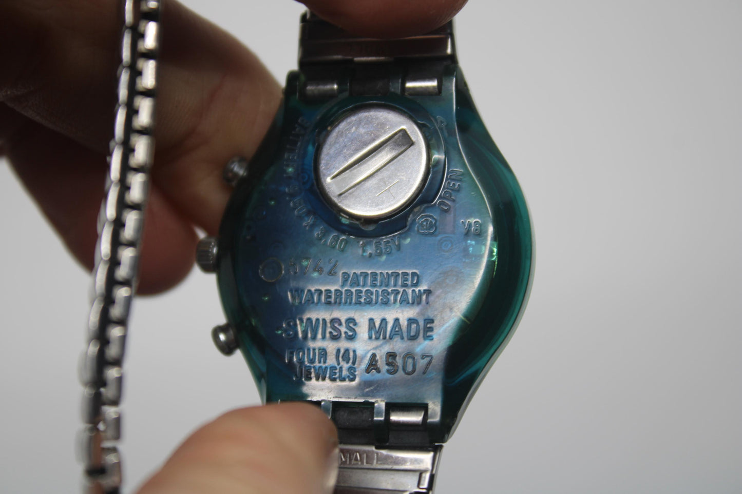 1995 'Moon Date' vintage Gents Chrono Swatch SCN402/403, Good, Used Condition, with the original strap