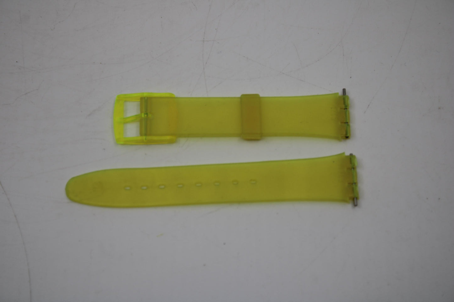 17mm non-original Gents Swatch strap, light yellow translucent, pins included