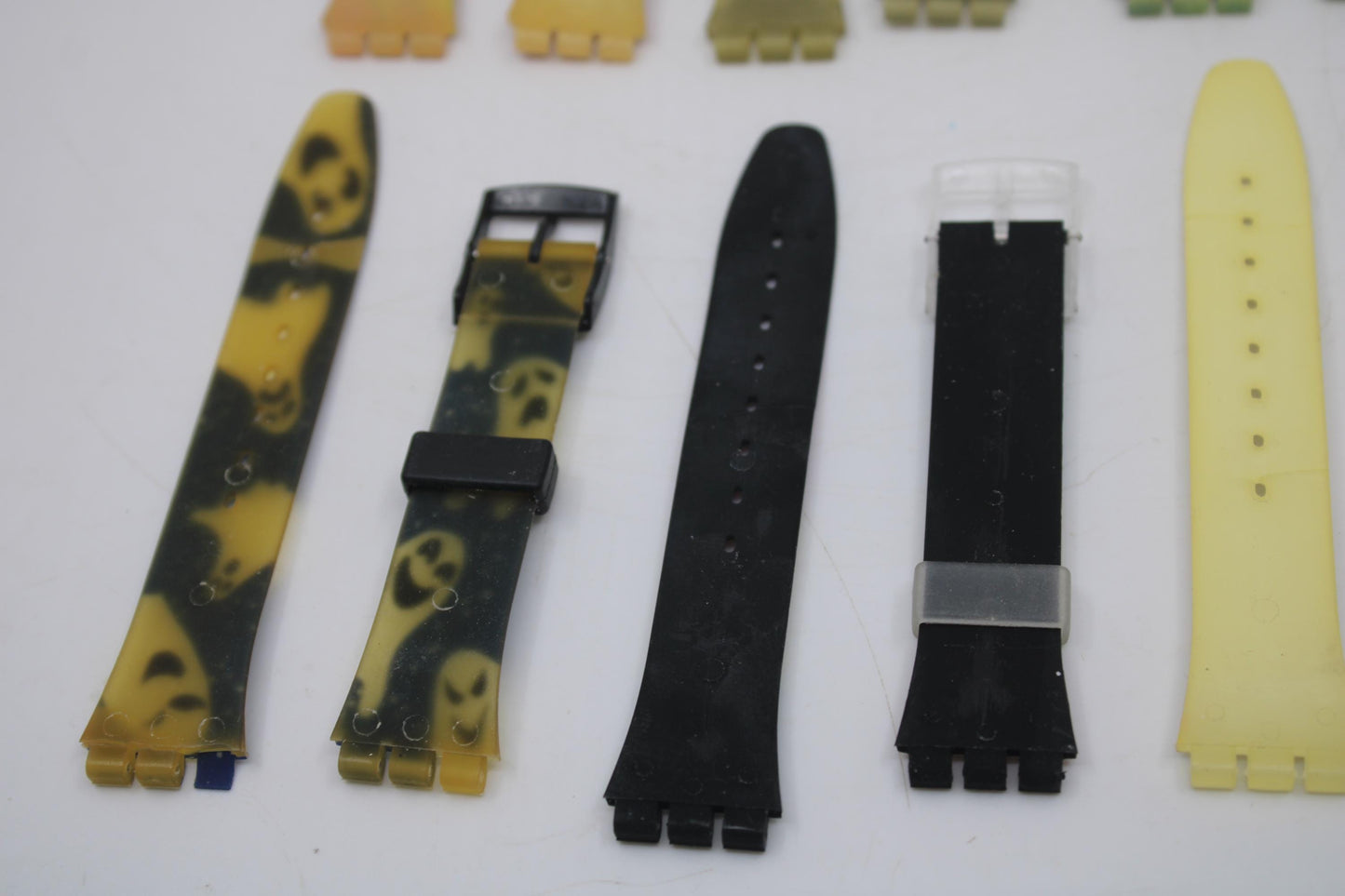 Vintage 17mm Swatch straps, original, unused and cracked, unwearable, for display purposes only