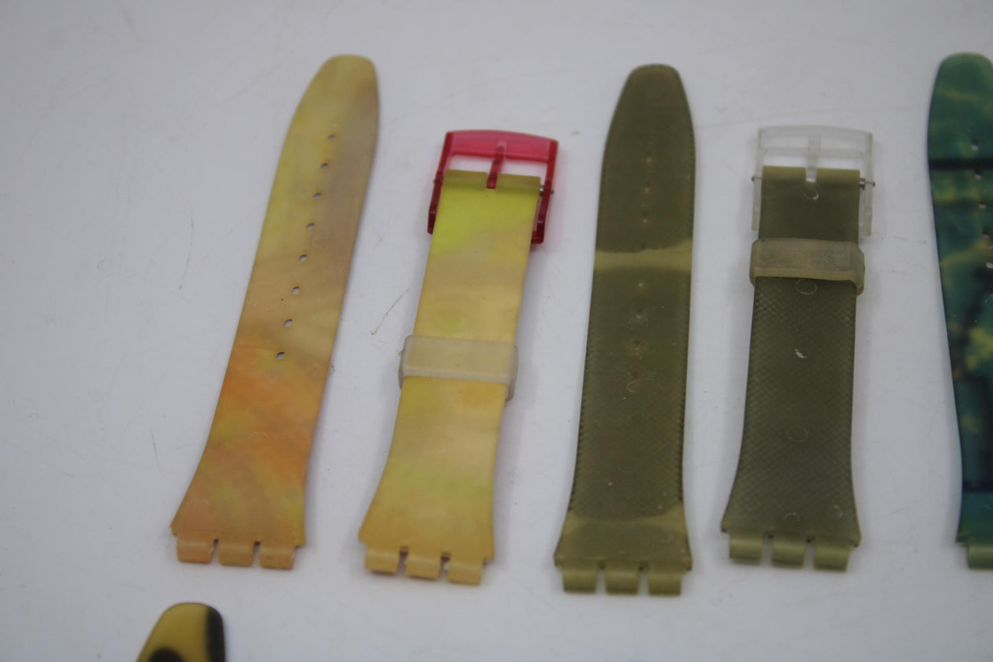 Vintage 17mm Swatch straps, original, unused and cracked, unwearable, for display purposes only