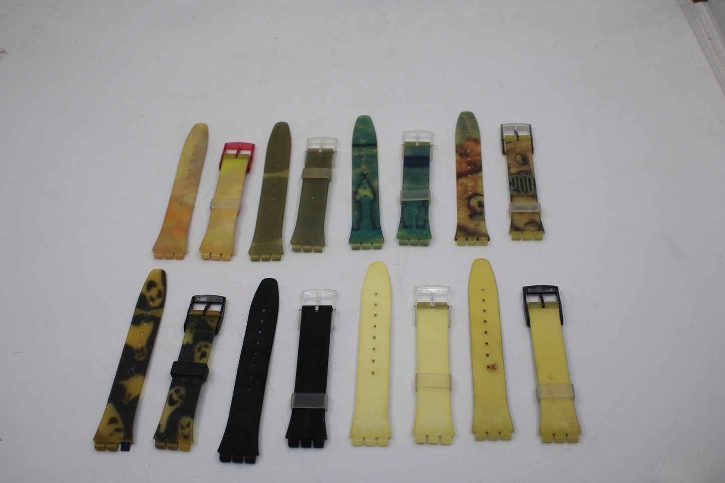 Vintage 17mm Swatch straps, original, unused and cracked, unwearable, for display purposes only
