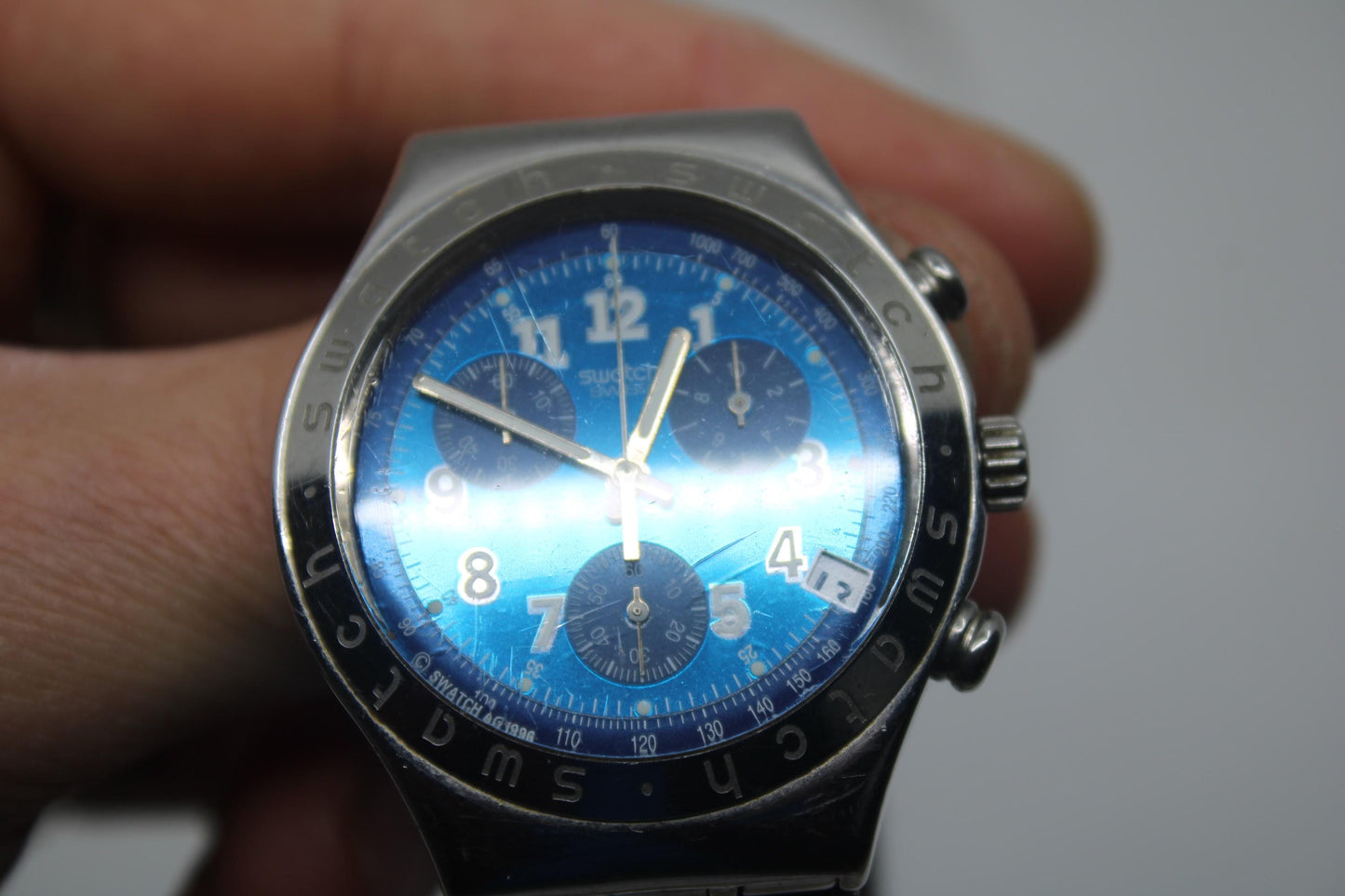 Vintage IRONY Chrono Swatch YCS401G, 'Secret Agent', Good, Used Condition, Working fine