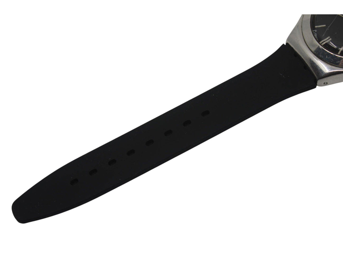 Swatch Irony, 'Black Guard Too' YGS714, No Box, Brand New Strap, Working fine, CRACKED crystal