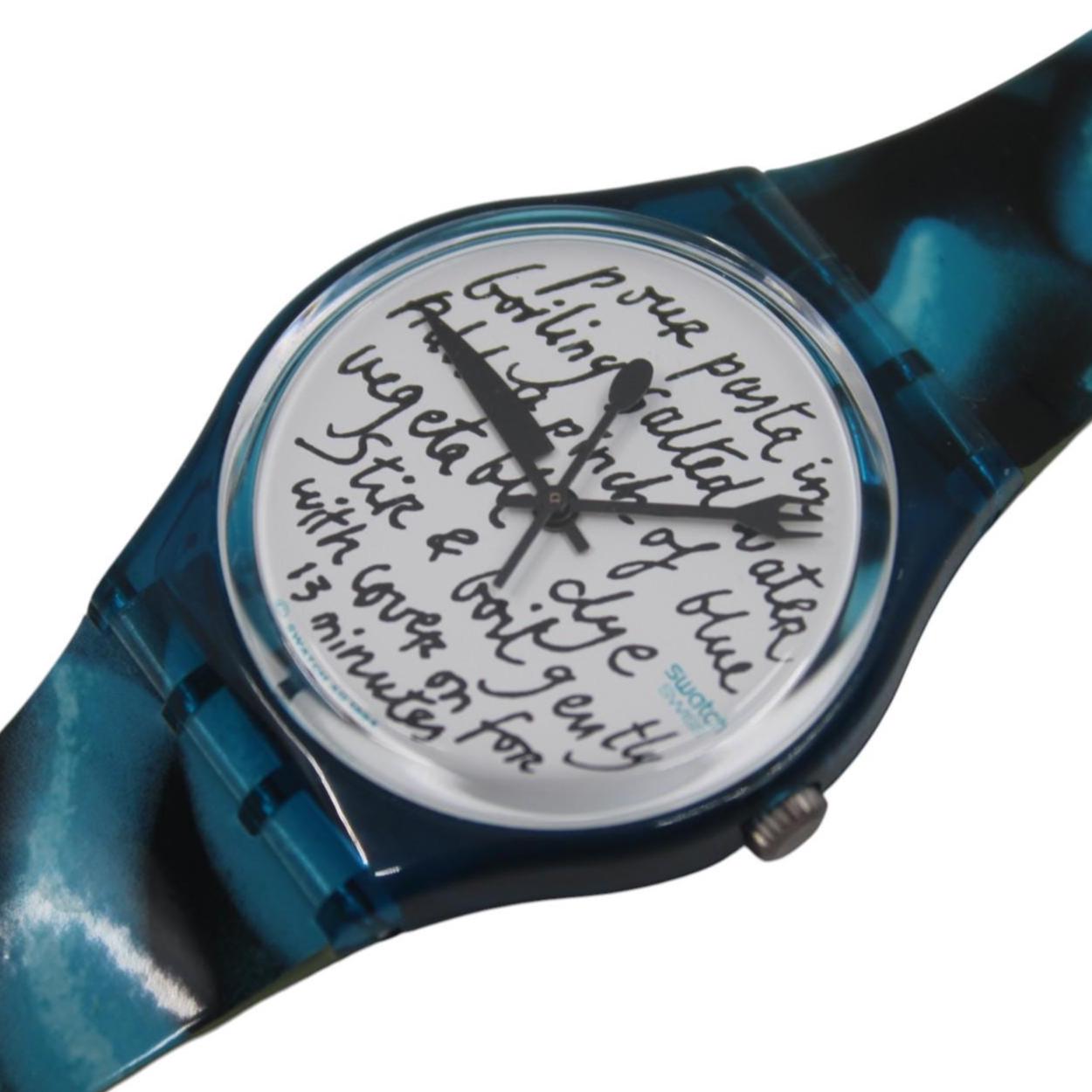 Vintage Gents Swatch Art, 'Blue Pasta' GG138, No box, NEW OLD STOCK, Never Worn, working 100% original strap