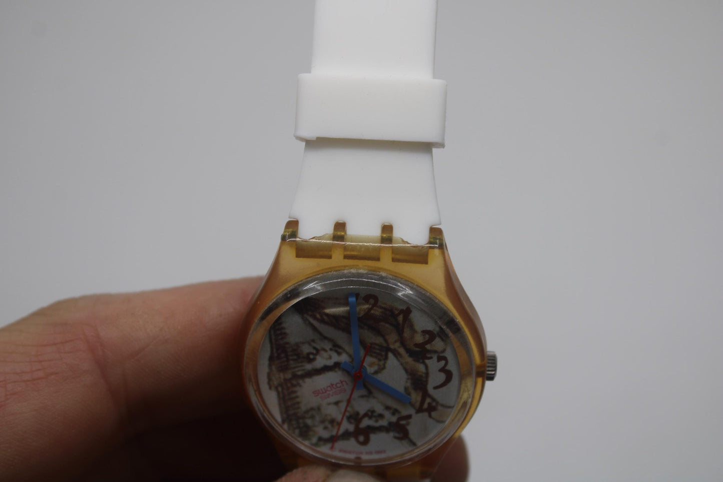 1993, Vintage Gents Swatch, 'Masquerade', GP105, NO box, in a used condition, working fine, with a brandnew strap