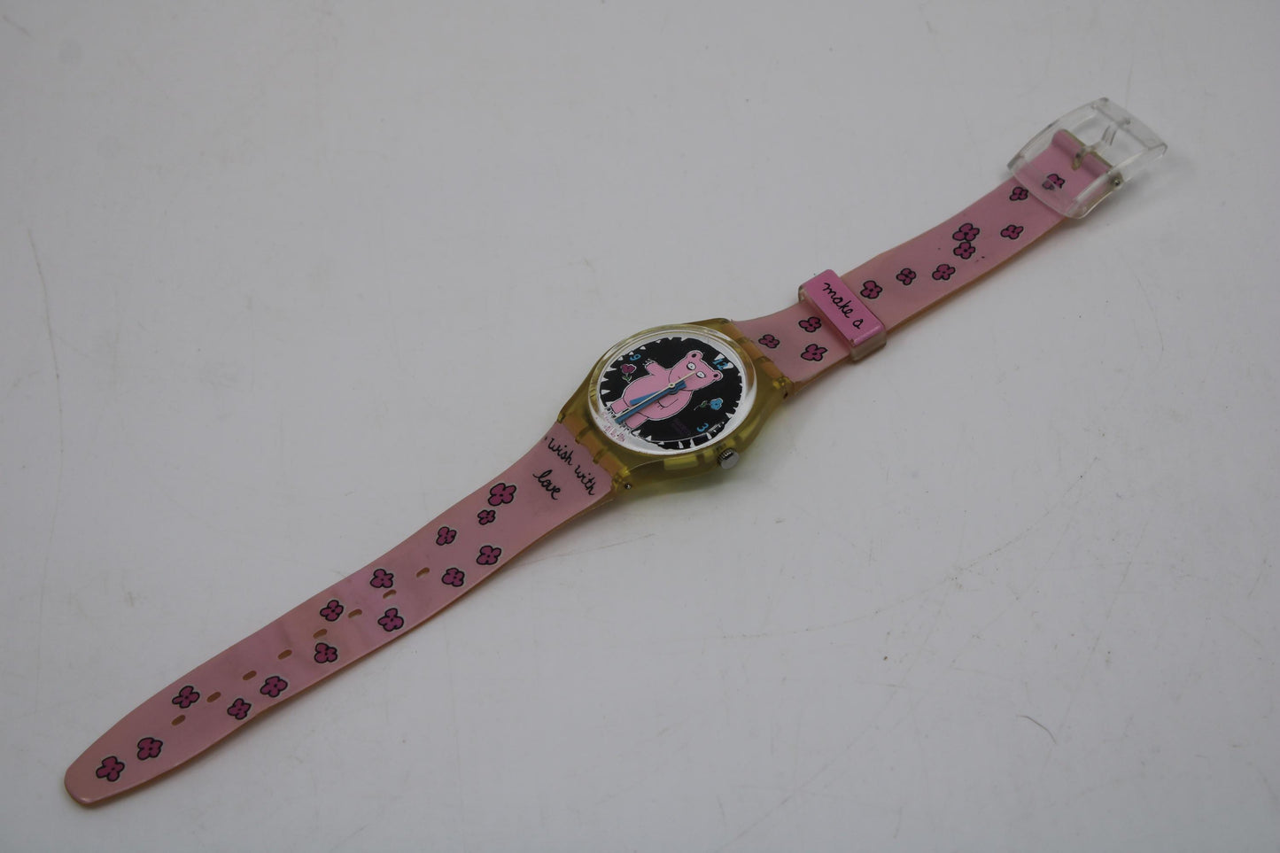 Vintage Gents Swatch, 'Piggy the Bear', GK367, NO box, In NICE, USED Condition, Original Strap, Working fine