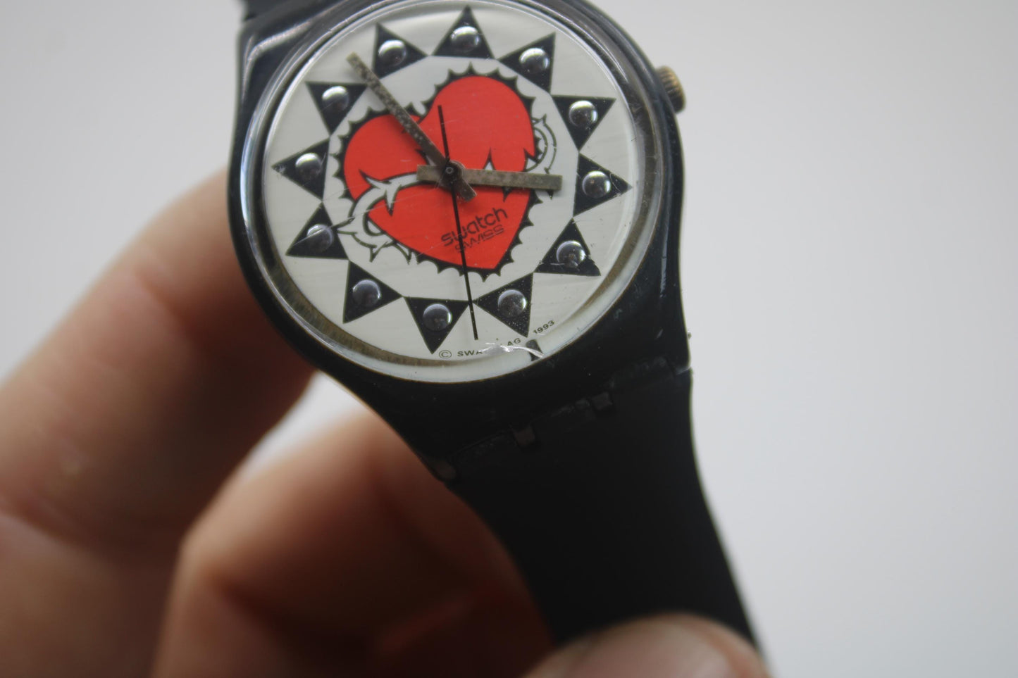 Vintage 17mm Gents Swatch, 'Trash', GB154, 1993, rough condition, working fine, brandnew strap, READ description