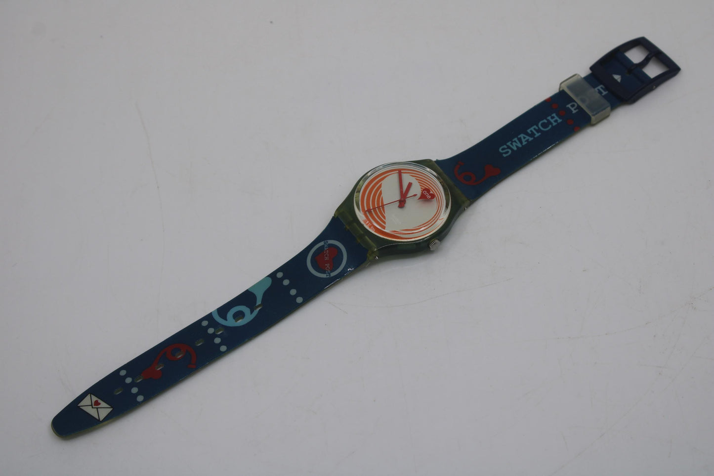 Vintage Gents Valentines Swatch, 'Heartbeat', GN187, Near Mint Condition, working fine, with original strap, READ DESCRIPTION