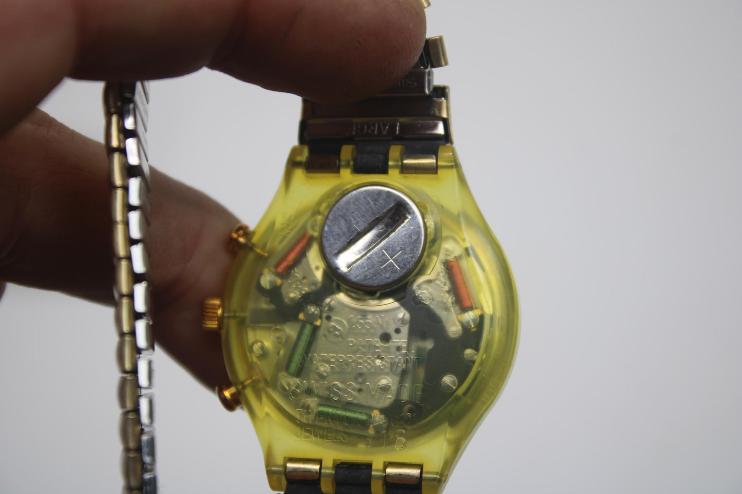 1993 'Golden Globe' vintage Gents Chrono Swatch SCG100/101, Nice Used Condition, with the original strap