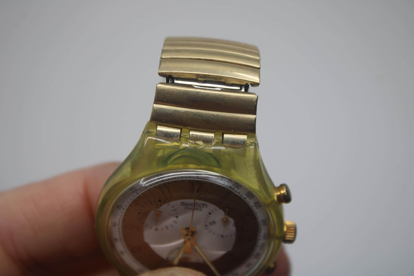 1993 'Golden Globe' vintage Gents Chrono Swatch SCG100/101, Rough Condition, working fine