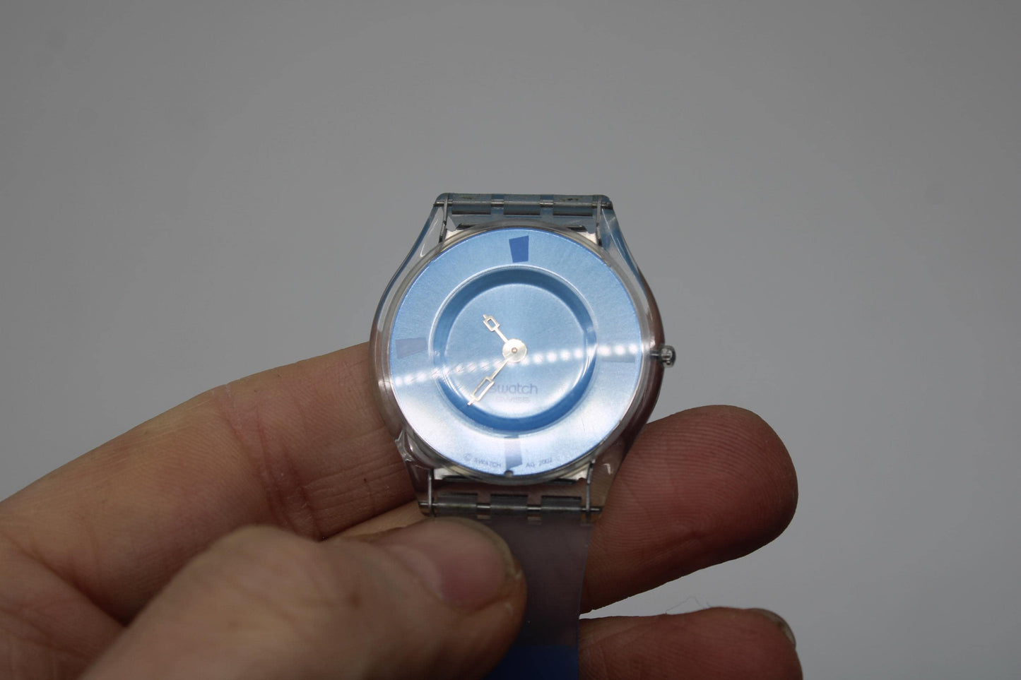 Vintage Skin Swatch 'Bludablu' SFK170, NO box, good, used condition, Watch is working fine, strap is original