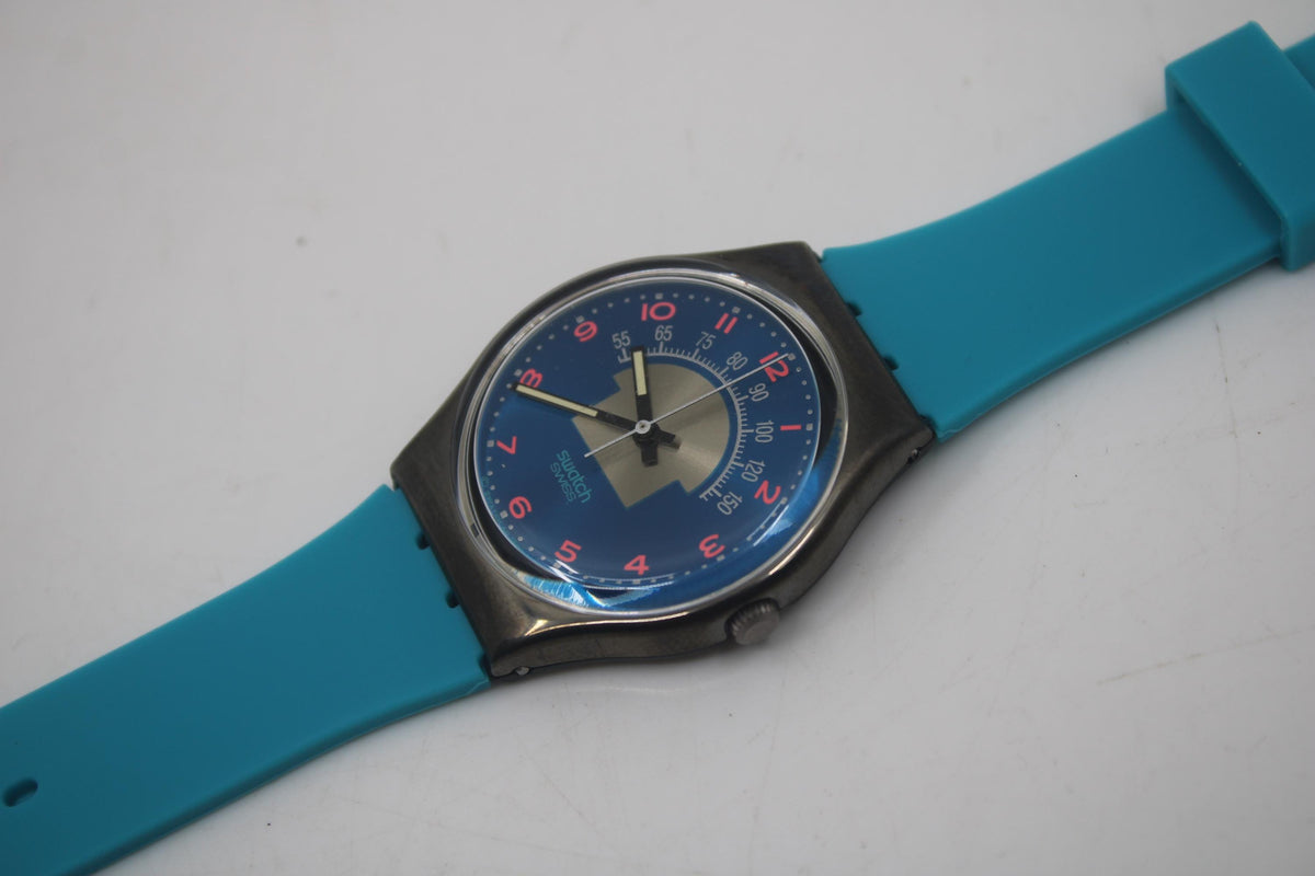 Vintage Gents Swatch, Blue Tune, GX119, 1990, new old stock, unused