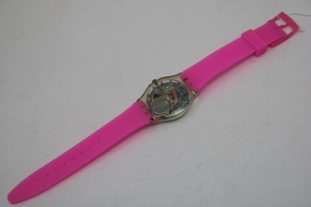 Vintage Gents 34mm Swatch, Bubblegum, GK283, very nice, used condition, working