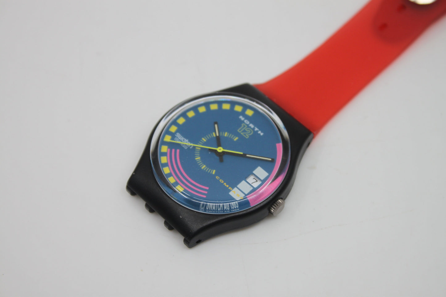 Unique, Vintage Swatch Keychain, GB412, 1990, 'Traffic Jam', made from recycled, NON-working Gents Swatch watch