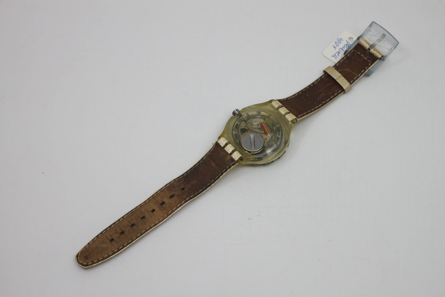 1994, Vintage Swatch Scuba 'Pearl Shell' SDK118, NO box, in Good, Working Condition, White Leather Strap