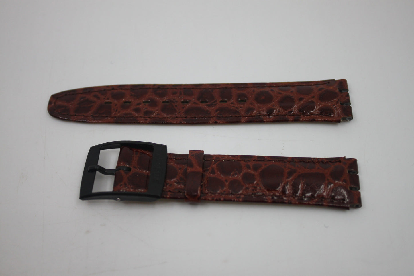 Vintage Swatch 17mm Leather Strap for SAB102, 'Black Circles' Automatic 1993, Gents, New Old Stock