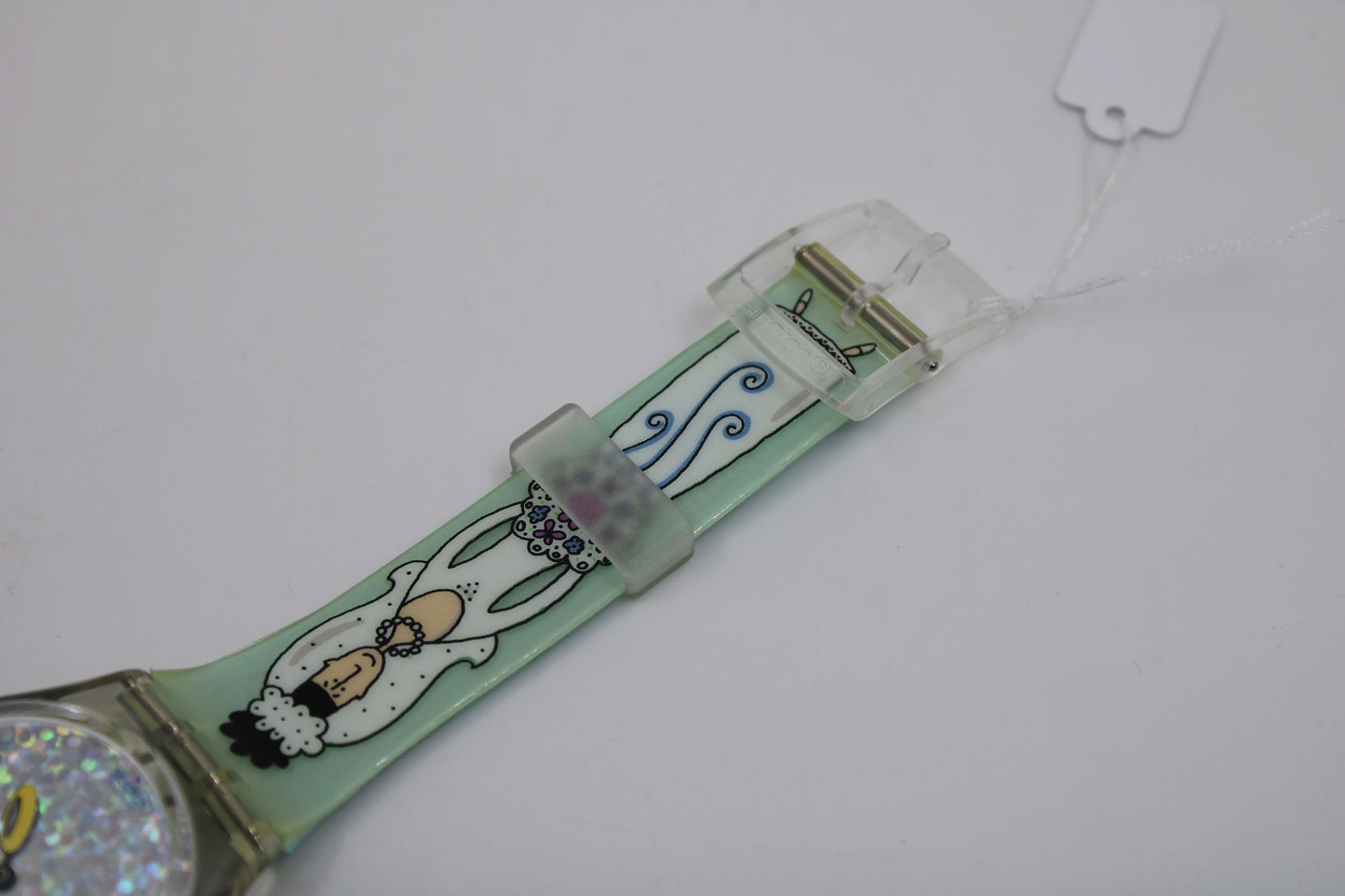 NEW OLD STOCK 1999 Vintage Gents Swatch 'White Wedding' GV110, working 100% with the original strap