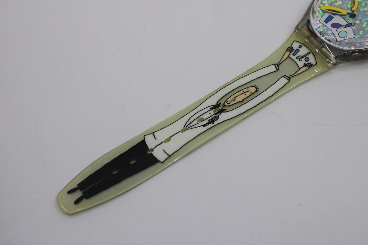 NEW OLD STOCK 1999 Vintage Gents Swatch 'White Wedding' GV110, working 100% with the original strap