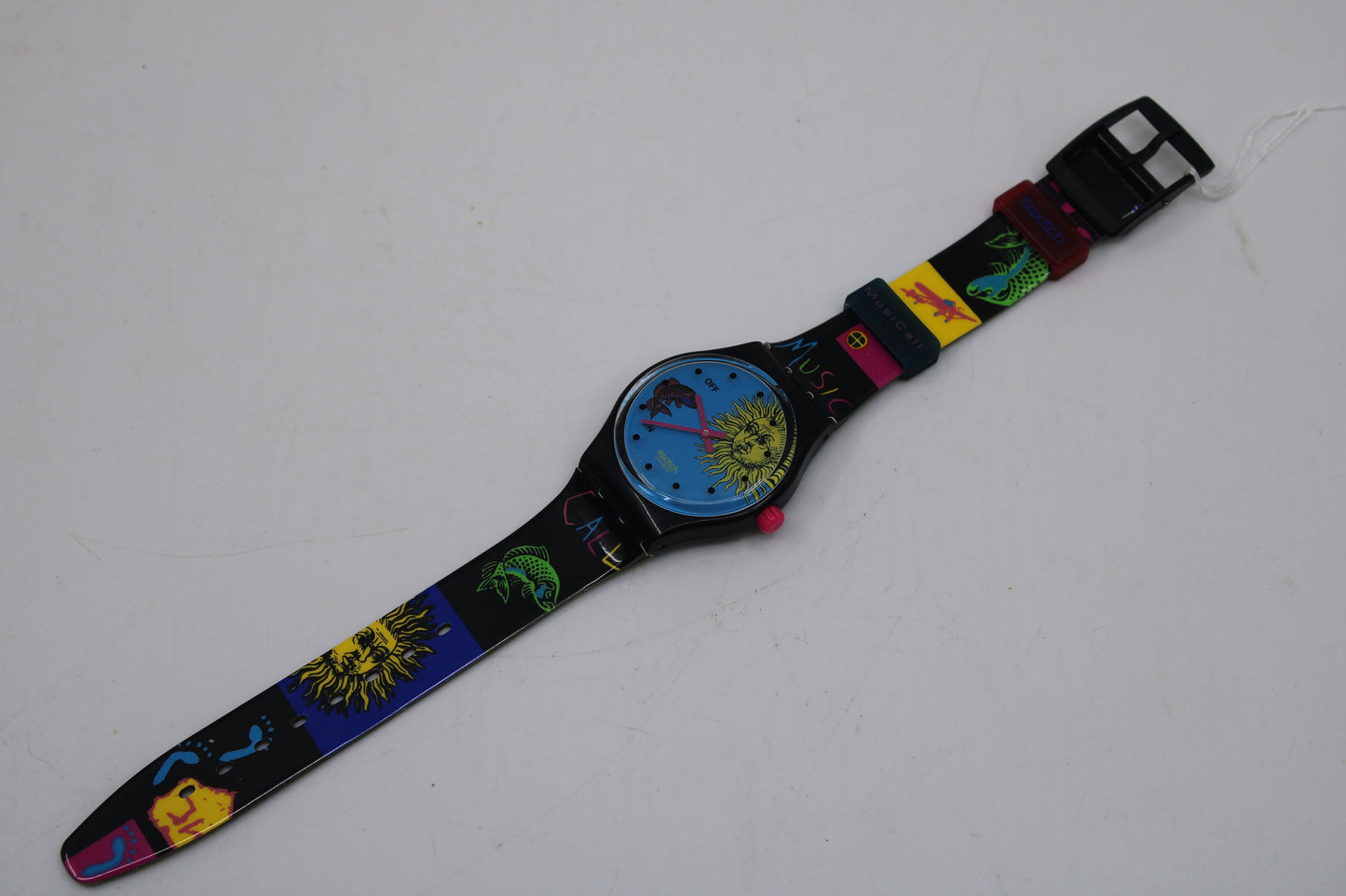 1993 Vintage Musicall Swatch 'Europe in Concert' SLB101, Jean Michel Jarre, NEW OLD STOCK, working 100% with original cracked strap
