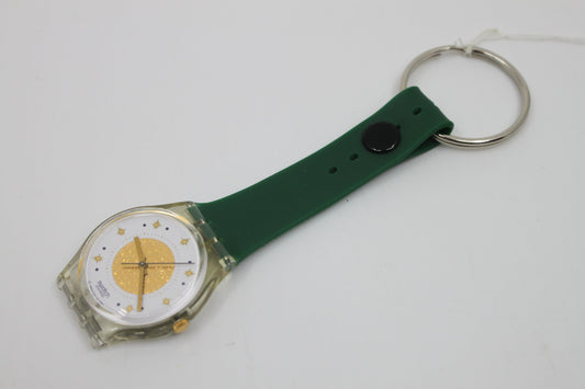 Unique, Vintage Swatch Keychain, GK142/143, 1992, Golden Waltz, made from recycled, NON-working Gents Swatch watch