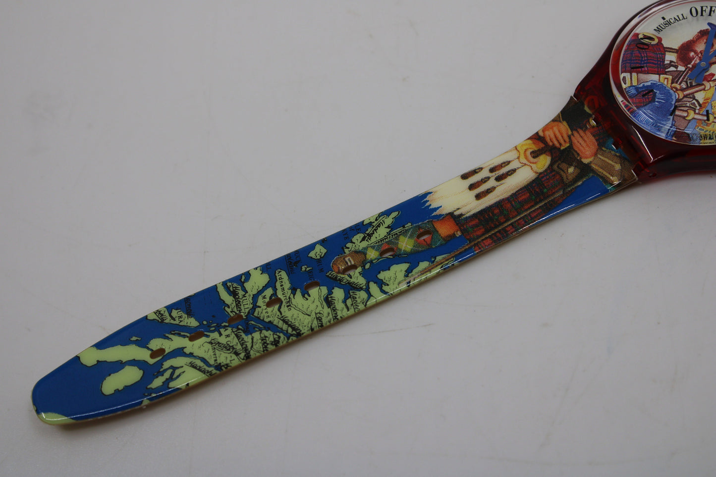 1995 Vintage Musicall Gents Swatch 'Dudelsack' SLR101, NEW OLD STOCK, Never Worn, working 100%, Original, Cracked Strap