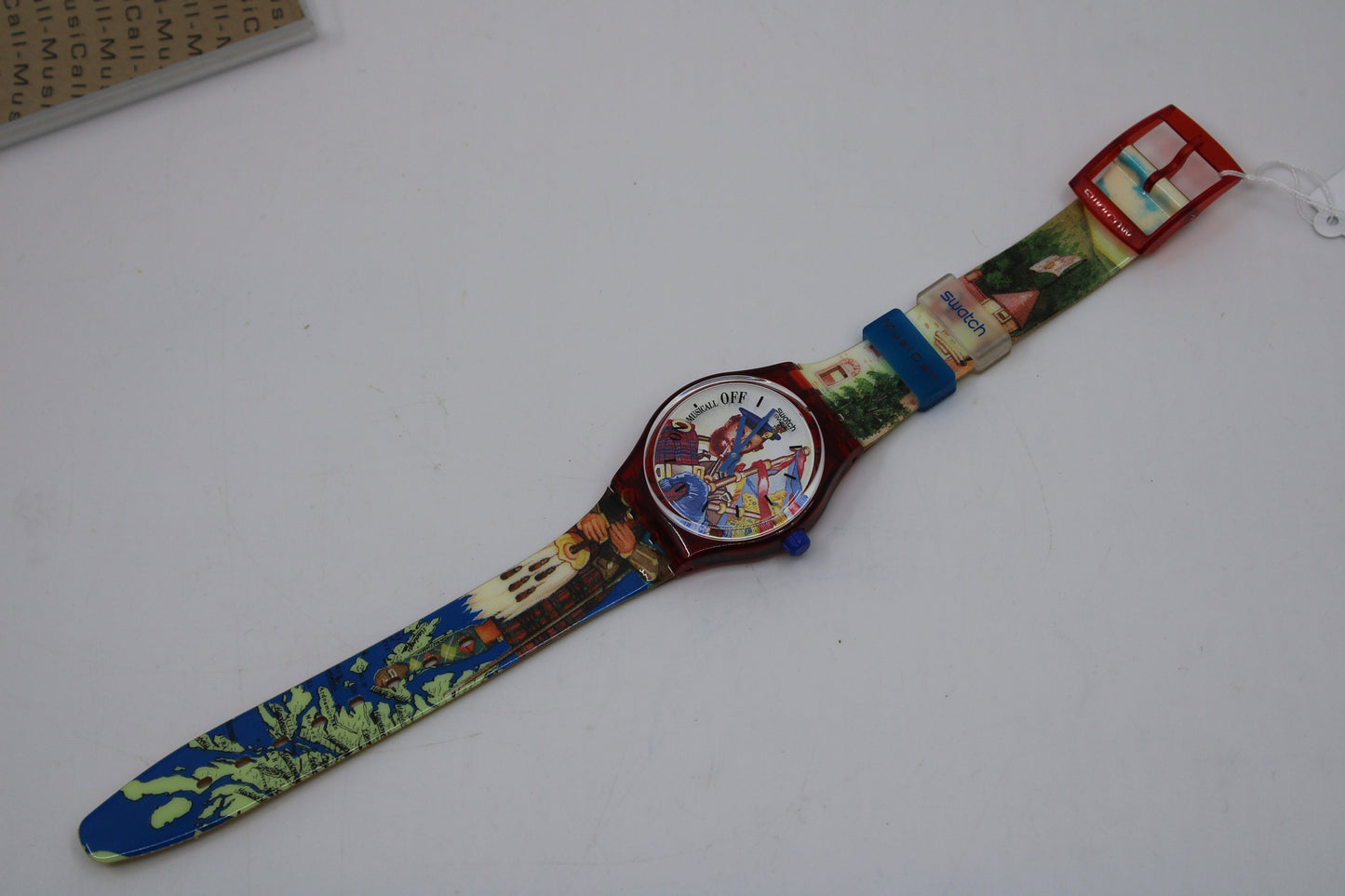 1995 Vintage Musicall Gents Swatch 'Dudelsack' SLR101, NEW OLD STOCK, Never Worn, working 100%, Original, Cracked Strap