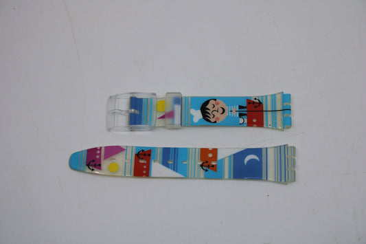 Vintage Swatch Strap, 'Fisher Boat', GE176, 17mm, Gents, New Old Stock