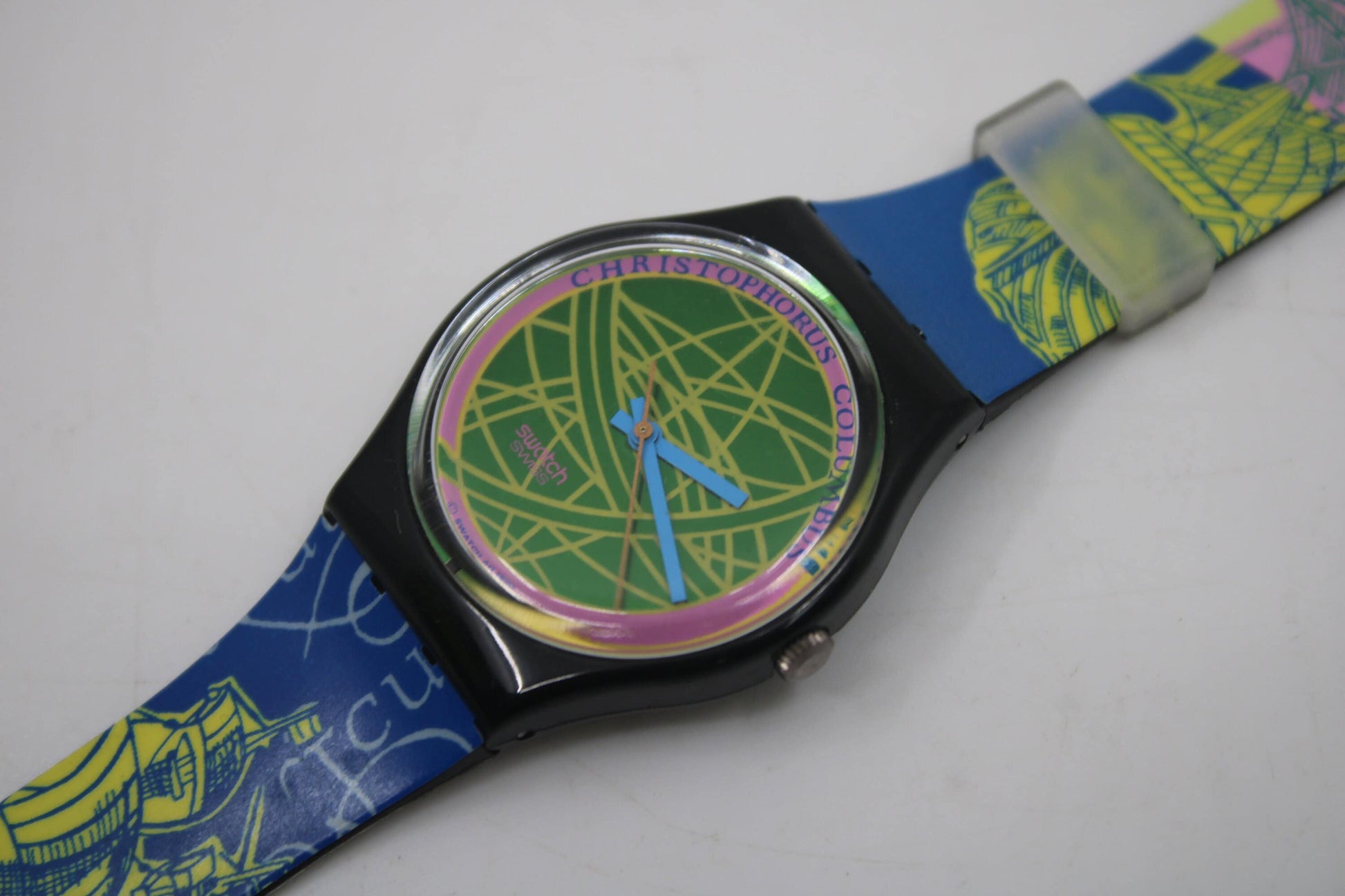 1991 Vintage Gents Swatch 'The Globe' GB137, Nice, Used Condition, working 100% with the ORIGINAL strap