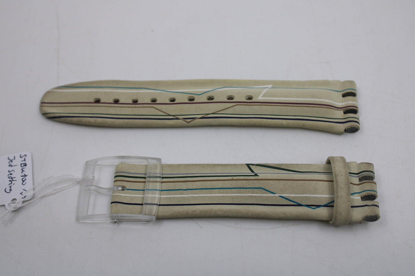 Vintage Swatch 'Touch Bi-Timer' Strap, 'Jet Setting', STBK100, 19mm, NEW OLD STOCK, Never Used
