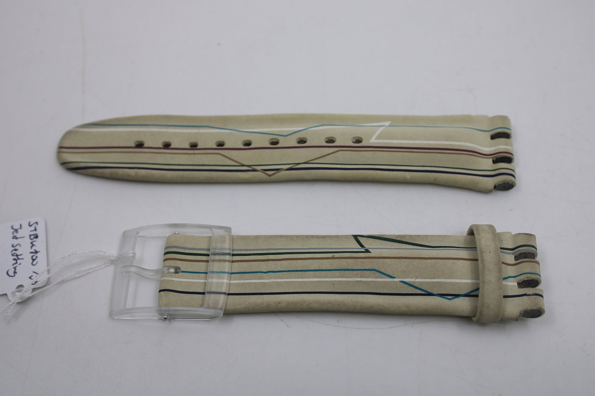 Vintage Swatch 'Touch Bi-Timer' Strap, 'Jet Setting', STBK100, 19mm, NEW OLD STOCK, Never Used