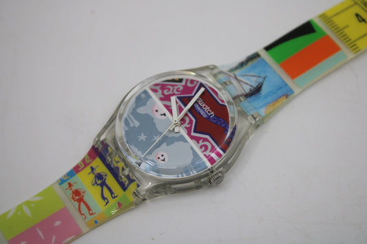 NEW OLD STOCK 2002 Vintage Gents Swatch 'Lots of Swatch' GZ177, working 100% with the original strap