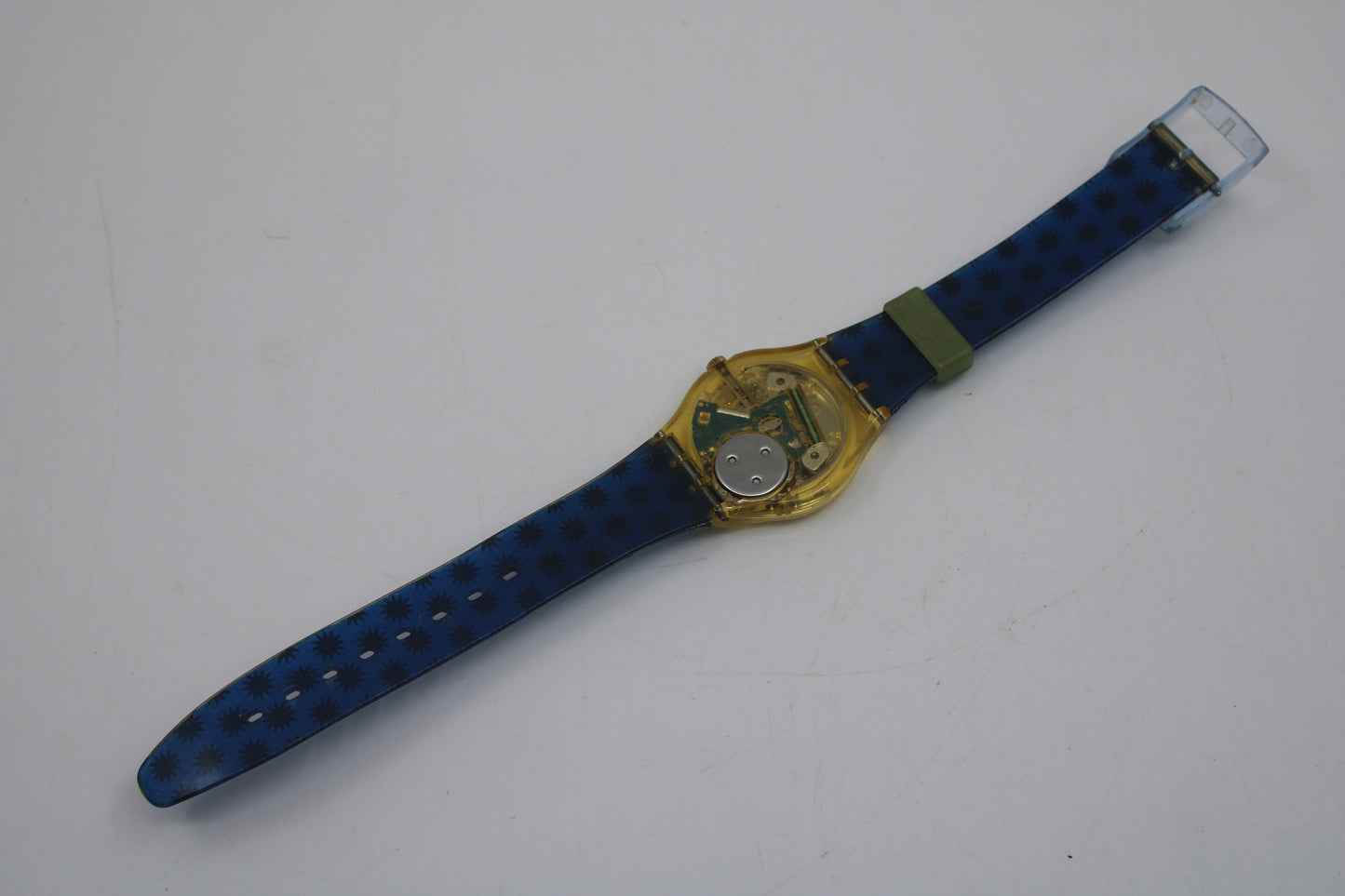 1995, Vintage Gents Solar Swatch, 'Lots of Sun', SRJ100, Original Box, nice, used condition, Solar powered!